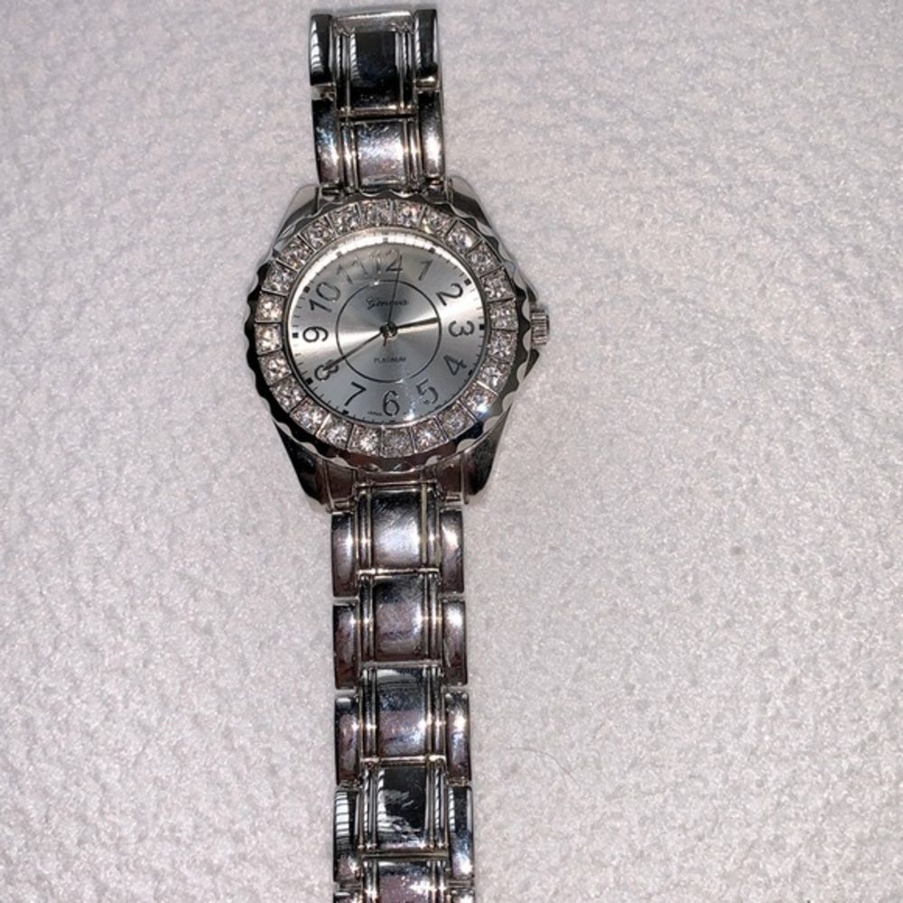 Geneva Women’s Silver-tone Watch w/ Crystal Accent